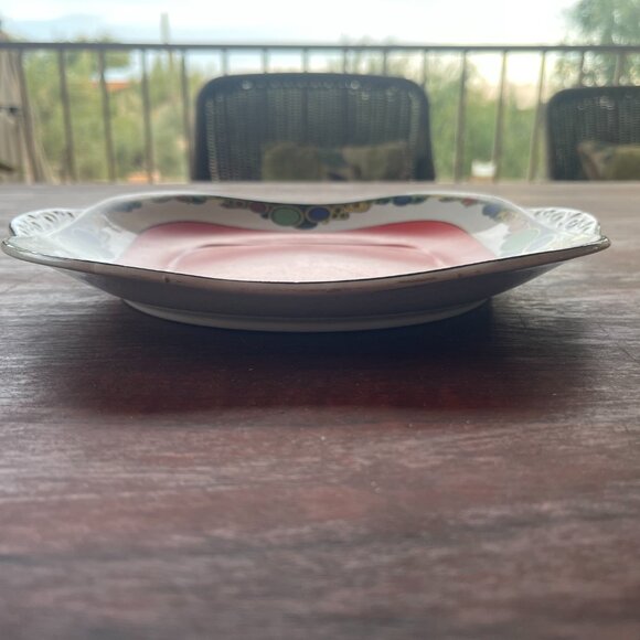 Art Deco English Staffordshire Minton Clarice Cliff Style Double Handle Platter - Picture 3 of 4